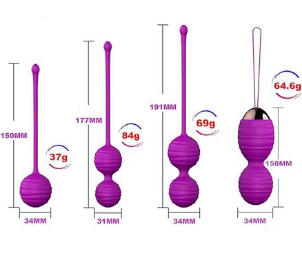 Вагінальні кулі (тренажер Кегеля) MELO фіолетового кольору з вібрацією та пультом ДУ