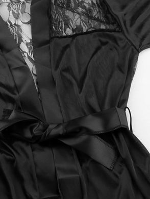 Атласный женский эротичный халат с кружевной спинкой (размер M)