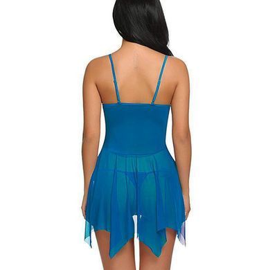 Синій шифоновий пеньюар із сексуальними трусиками, розмір M