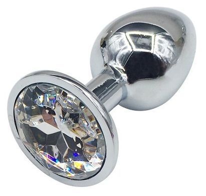 Анальная пробка с кристаллом из медицинской стали (Размер L)
