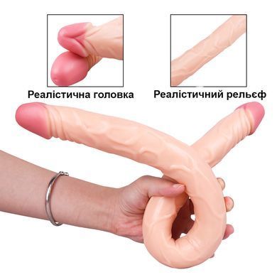 Реалистичный двухсторонний фаллоимитатор телесного цвета 56*3.7 см