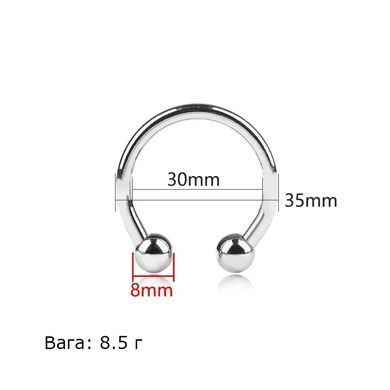 Стальное эрекционное кольцо-подкова с двойной стимуляцией под головкой Ø 30 мм