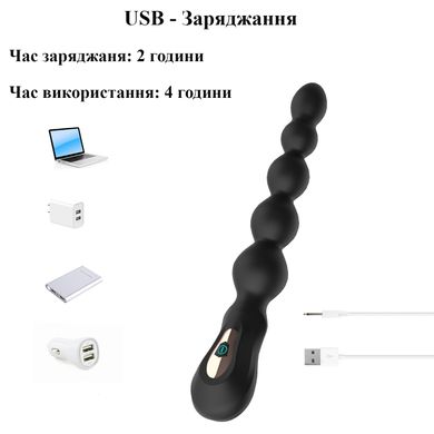 Анальная цепочка из 5 шаров с вибрацией (7 режимов, USB)