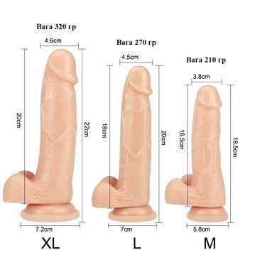 Реалистичный фаллоимитатор телесного цвета размер M (185*38мм) с присоской