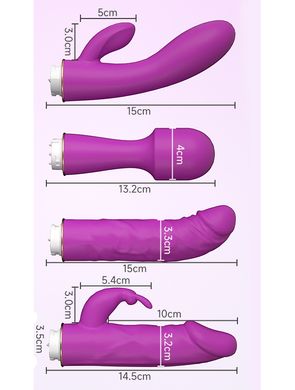 Набір силіконових вібраторів WeLove 4 в 1 (USB)