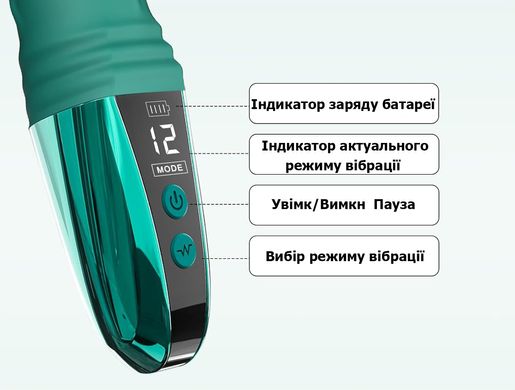 Фалоімітатор з вібрацією та LED-дисплеєм (12 режимів)