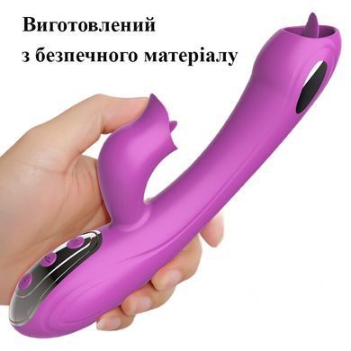 Вібратор з електростимуляцією та язичком (фіолетовий, USB)