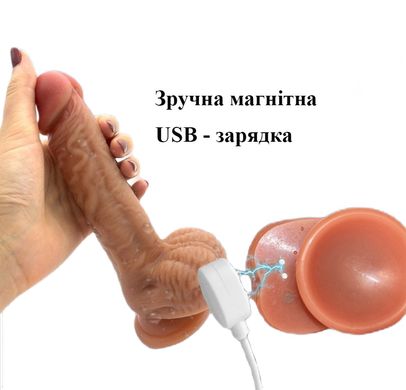 Реалистичный вибрирующий фаллоимитатор с подогревом и фрикциями (21 см, USB)