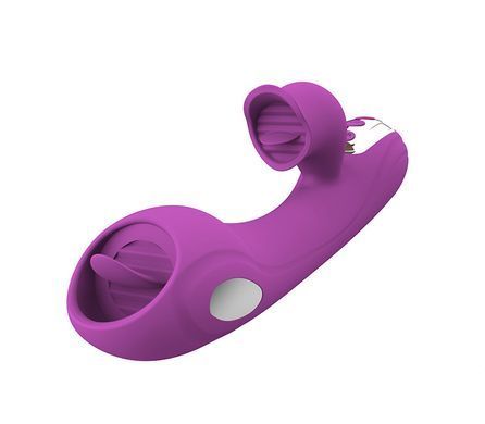 Вібратор з електростимуляцією та язичком (фіолетовий, USB)