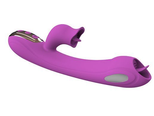 Вібратор з електростимуляцією та язичком (фіолетовий, USB)