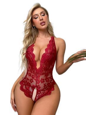 Сексуальне мереживне боді Scarlet Desire бордового кольору, розмір L