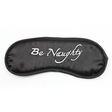 Чорна атласна маска на очі Be Naughty для рольових ігор на білому фоні