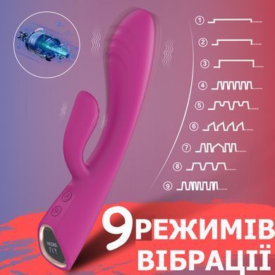 Подвійний вібратор зі стимуляцією клітора та підігрівом (рожевий, USB)