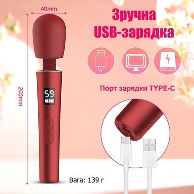 Вибратор-микрофон для стимуляции клитора Wand Flex Red 9 режимов вибрации, USB