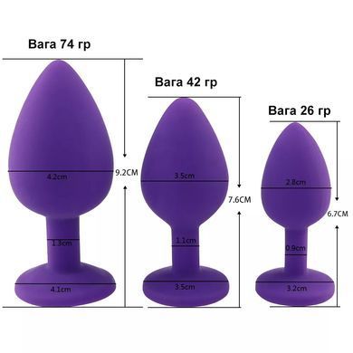 Силіконова анальна пробка із кристалом (Розмір L, рожева)