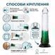 Інфографіка способів кріплення зеленого фалоімітатора We Love: фіксація присоски 6 см на плитку, скло чи двері для гри Hands-Free