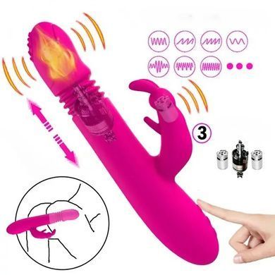 Вибратор-кролик LovRabbit с подогревом и толчковыми движениями, розовый (USB)