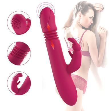 Вибратор-кролик LovRabbit с подогревом и толчковыми движениями, розовый (USB)