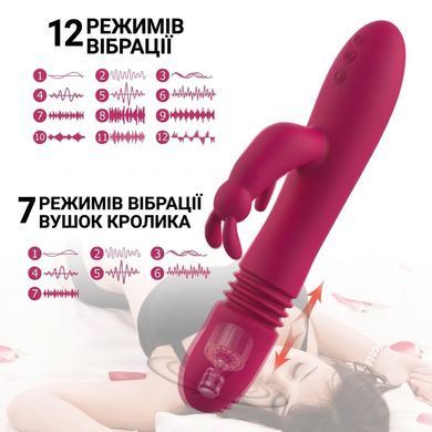 Вибратор-кролик LovRabbit с подогревом и толчковыми движениями, розовый (USB)