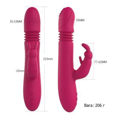 Вибратор-кролик LovRabbit с подогревом и толчковыми движениями, розовый (USB)