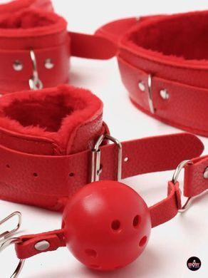 BDSM-комплект красного цвета для ролевых игр из 10 предметов