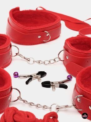 BDSM-комплект красного цвета для ролевых игр из 10 предметов