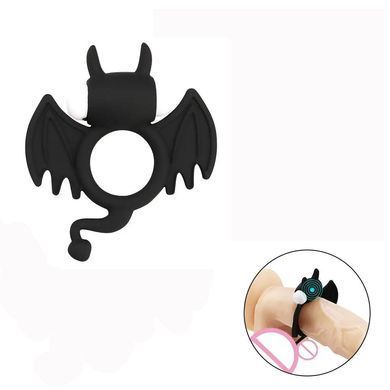 Эрекционное кольцо BATMAN с вибростимуляцией клитора, чёрный силикон