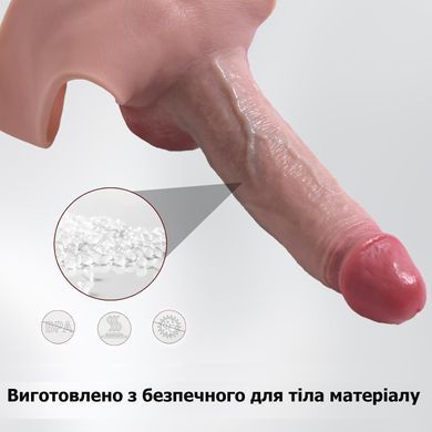 Реалістичні силіконові трусики-страпон з фалосом 14*3.7 см та мошонкою, тілесні