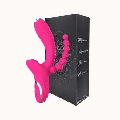 Вибратор-кролик Rose Trinity тройной с вакуумной стимуляцией 22,5 см