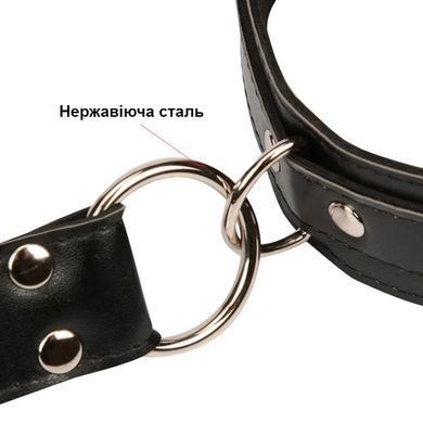 Чорні наручники та нашийник на ременях для БДСМ-ігор