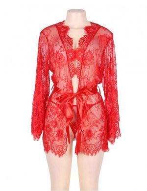 Спокусливий мереживний пеньюар зі стрінгами (L, XL)