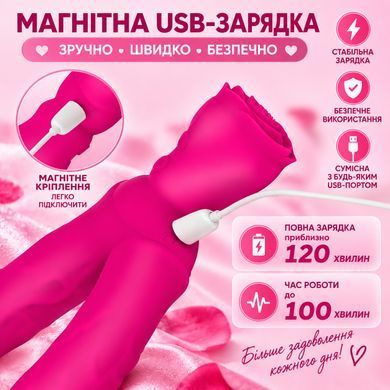 Подвійний гнучкий вібратор Velvet Touch Duet стимулятор точки G та клітора з насадкою &laquo;Троянда&raquo; 10 режимів USB