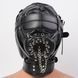BDSM маска-капюшон Full-Face з екошкіри з кляпом та знімною заглушкою на ланцюжку