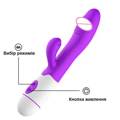 Вібратор для подвійної стимуляції (рожевий, AAA)