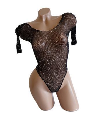 Сексуальный полупрозрачный боди в мелкую сетку со стразами (One Size)