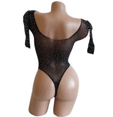 Сексуальный полупрозрачный боди в мелкую сетку со стразами (One Size)