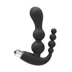 Двойной анально-вагинальный вибратор черного цвета (массажер простаты)