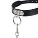BDSM &ndash; ошейник с металлическим поводком черный из искусственной кожи