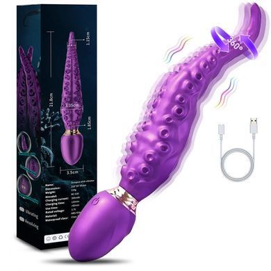 Ротаційний вібратор Tentacle 360&deg; з подвійним мотором та рельєфом щупальця, 7 режимів, USB