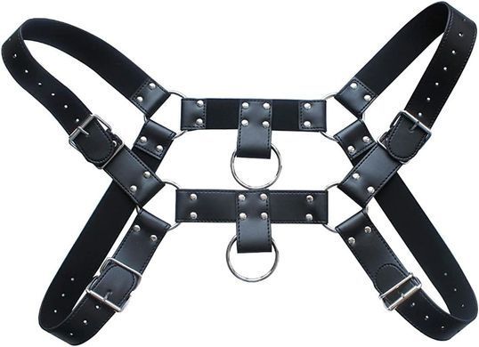 Черная BDSM &ndash; портупея из искусственной кожи для мужчин