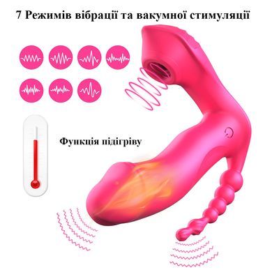 Многофункциональный вибратор с подогревом и  вакуумной стимуляцией клитора (USB)