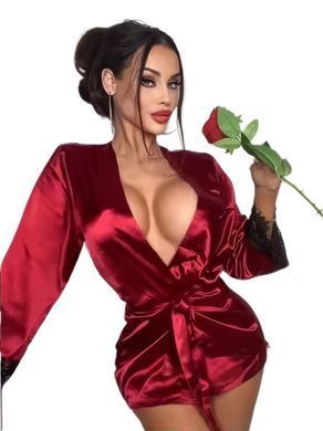Сексуальний бордовий халат та стрінги з відкритою спиною (S)