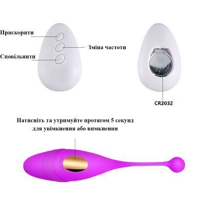 Фиолетовое виброяйцо с дистанционным управлением (USB)