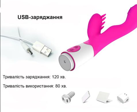 Вагінально-кліторальний вібратор (USB, чорний)