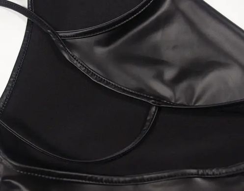 Еротична чорна сукня та стрінги з ефектом латексу (2XL)