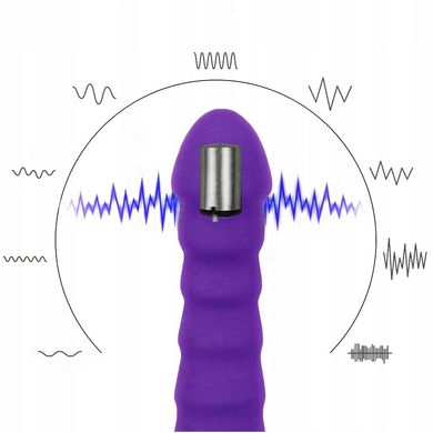 Силиконовый ребристый вибратор фиолетового цвета 16*3.3 см