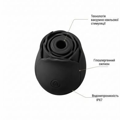 Кліторальний вакуумний вібратор троянда чорного кольору &mdash; вигляд спереду