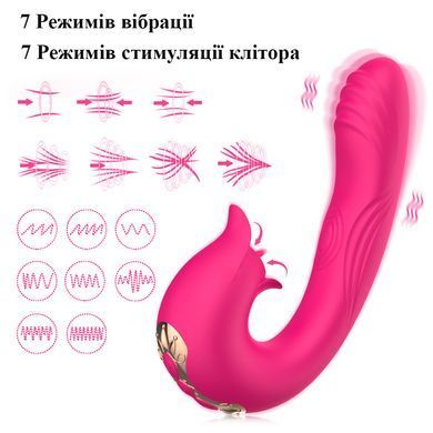 Вібратор з пульсацією та кліторальним стимулятором (рожевий, USB)